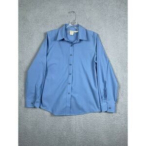Linden Grey Womens Size M Blue Button Up Long Sleeve Shirt